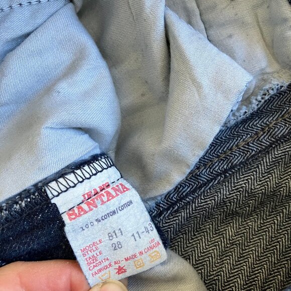 Santana Pinstripe Denim Trouser Jeans Vintage Made in Canada Single Back Pocket - Picture 5 of 7